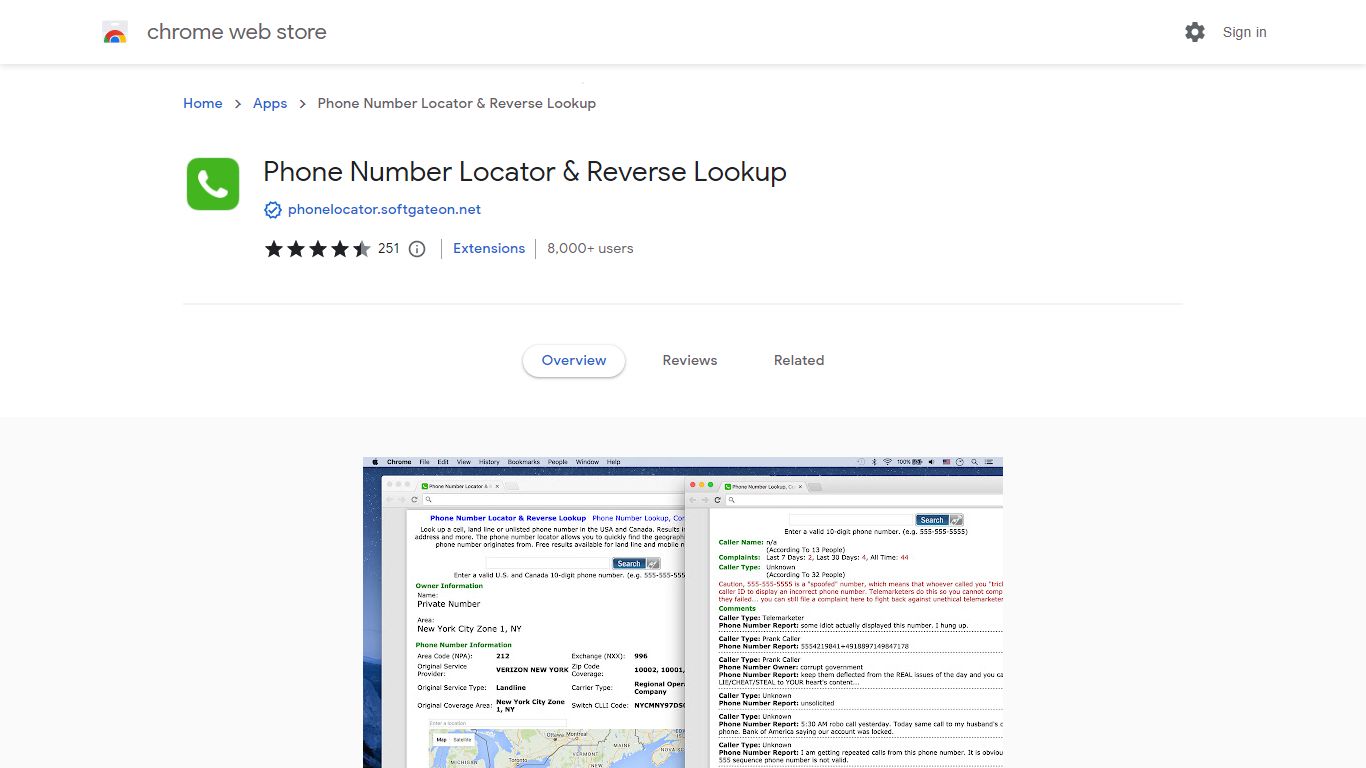 Phone Number Locator & Reverse Lookup - Chrome Web Store - Google Chrome